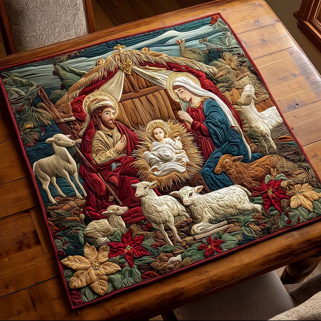 Peaceful Manger | Handcrafted Pillow Case