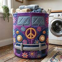 Colorful Hippie Bus Quilted Laundry Basket 1