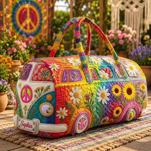 Hippie Style Bloom Personalized Quilted Duffle Bag EM09