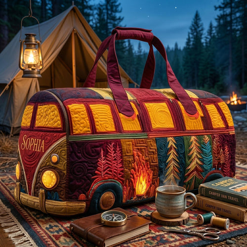 Retro Campfire Personalized Quilted Duffle Bag EM13