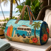 Tropical Hibiscus & Surfboard Quilted Duffle Bag HT01 1