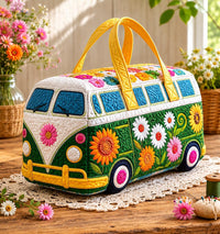 Sunflower Retro Bus Quilted Duffle Bag LD04 1