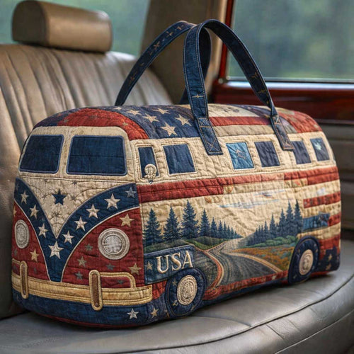 America 250 Patriotic USA Camper Van Quilted Duffle Bag LD19