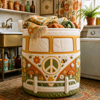 Hippie Van Quilted Laundry Basket 1