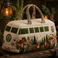 Woodland Mushroom Camper Van Personalized Quilted Duffle Bag LV05 1