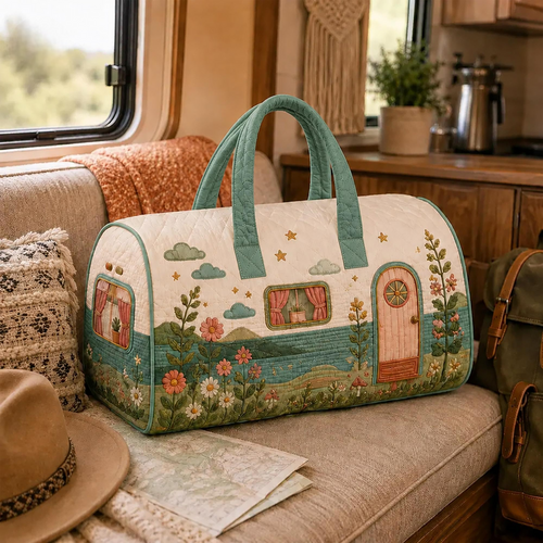Happy Camper Personalized Quilted Duffle Bag LV30