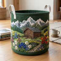 Mountain Cabin Flower Quilted Laundry Basket 1