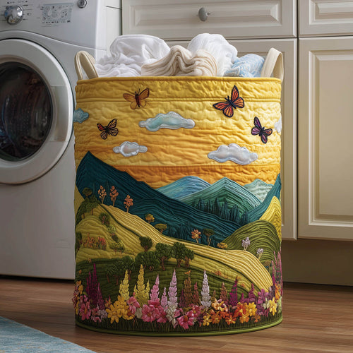 Flower Meadow Quilted Laundry Basket