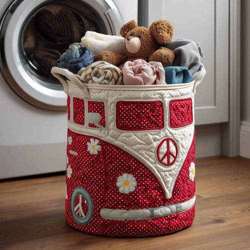 Hippie Van Quilted Laundry Basket