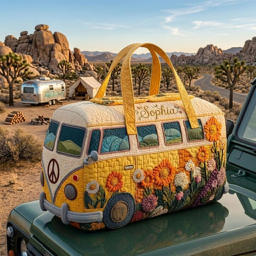 Retro Van Personalized Quilted Duffle Bag QV44
