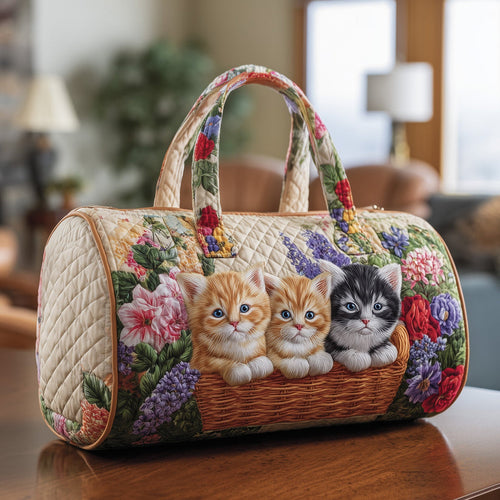 Vintage Meow Bouquet Quilted Duffle Bag QV55