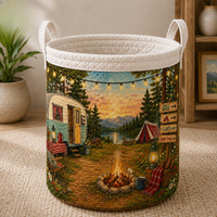 Lake Camping Adventure Quilted Laundry Basket 1