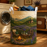 Lavender Mountain Cottage Campfire Quilted Laundry Basket 1