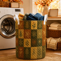 Autumn Leaf Patchwork Laundry Quilted Laundry Basket 1