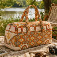 Vintage Hippie Bus Personalized Quilted Duffle Bag TN36 1