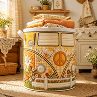 Hippie Van Quilted Laundry Basket 1