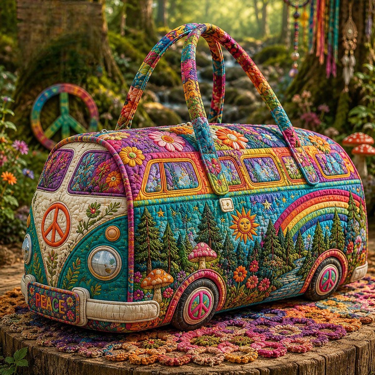 Hippie Peace Quilted Duffle Bag TP11