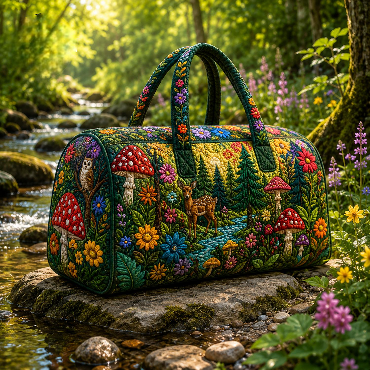 Whimsical Forest Quilted Duffle Bag TP12