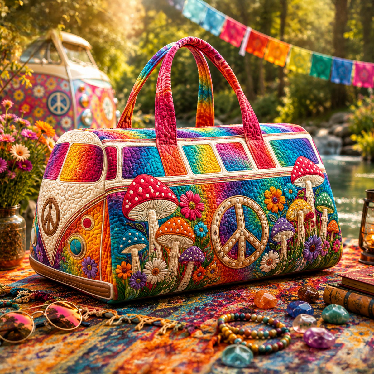Boho Mushroom Quilted Duffel Bag TP22