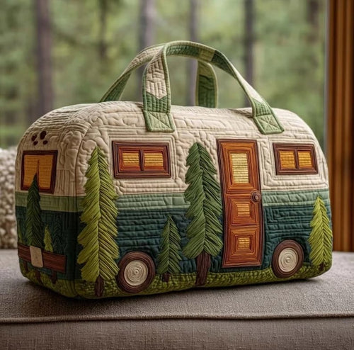 Hippie Camper Quilted Duffle Bag
