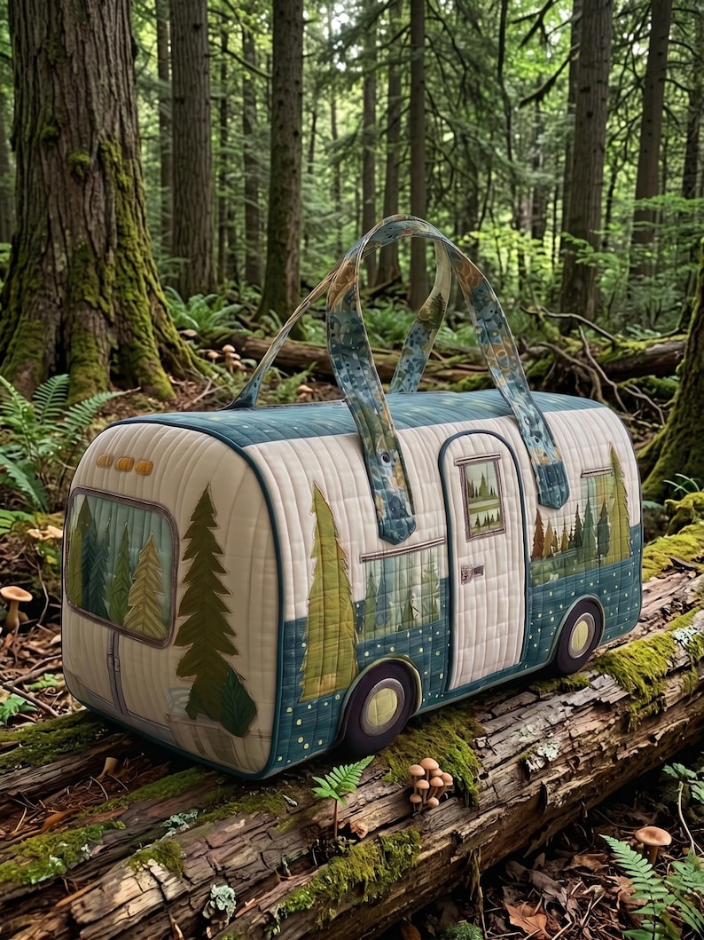 Caravan Camping Quilted Handbag