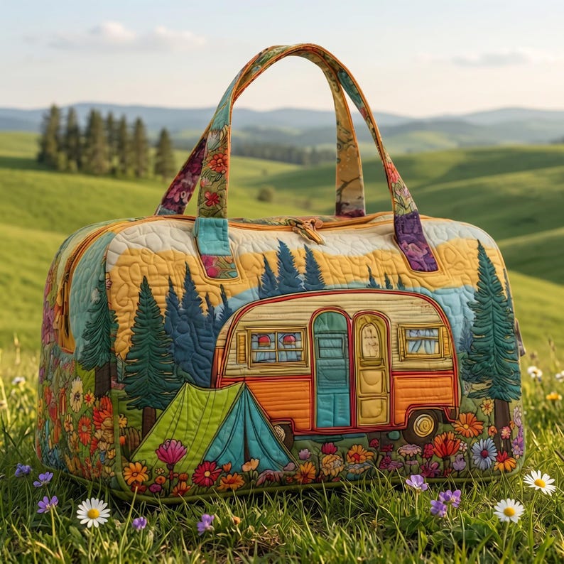 Forest Glamping Quilted Handbag