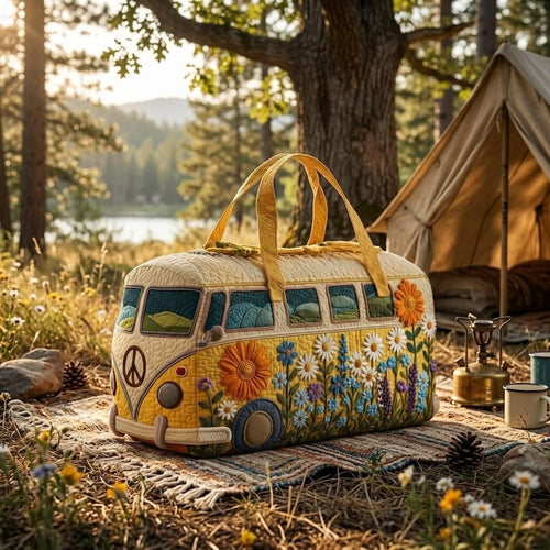 Boho Hippie Bus Quilted Duffle Bag QV33